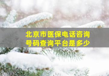 北京市医保电话咨询号码查询平台是多少