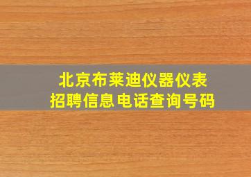 北京布莱迪仪器仪表招聘信息电话查询号码