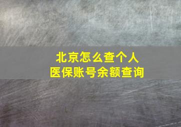 北京怎么查个人医保账号余额查询