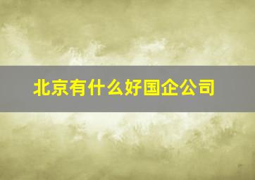 北京有什么好国企公司