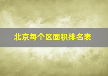 北京每个区面积排名表