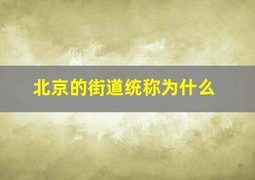 北京的街道统称为什么