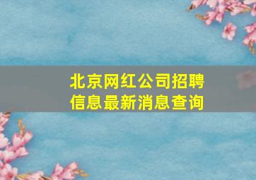 北京网红公司招聘信息最新消息查询