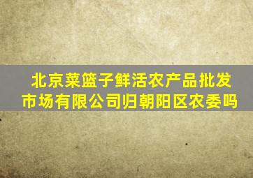 北京菜篮子鲜活农产品批发市场有限公司归朝阳区农委吗