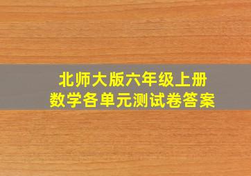 北师大版六年级上册数学各单元测试卷答案