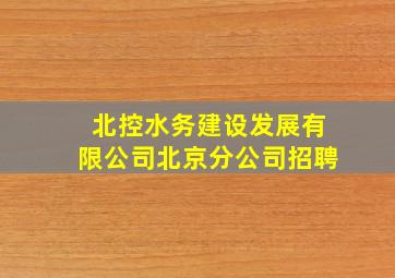 北控水务建设发展有限公司北京分公司招聘