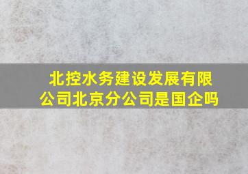 北控水务建设发展有限公司北京分公司是国企吗