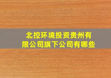 北控环境投资贵州有限公司旗下公司有哪些