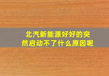 北汽新能源好好的突然启动不了什么原因呢