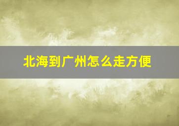 北海到广州怎么走方便