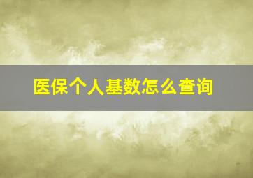 医保个人基数怎么查询