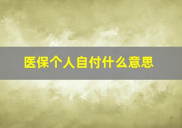 医保个人自付什么意思