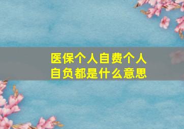 医保个人自费个人自负都是什么意思