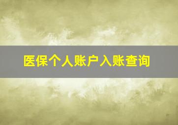 医保个人账户入账查询