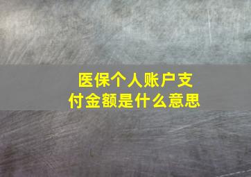 医保个人账户支付金额是什么意思