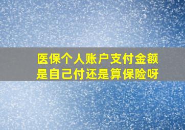 医保个人账户支付金额是自己付还是算保险呀