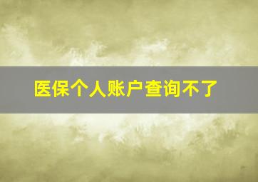 医保个人账户查询不了