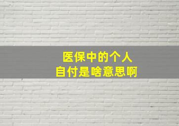 医保中的个人自付是啥意思啊