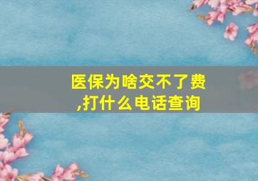 医保为啥交不了费,打什么电话查询