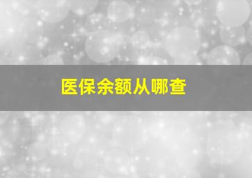 医保余额从哪查