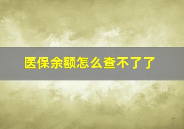 医保余额怎么查不了了