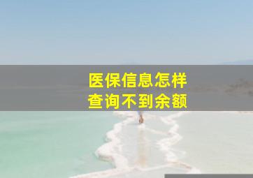 医保信息怎样查询不到余额