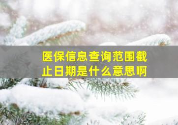 医保信息查询范围截止日期是什么意思啊