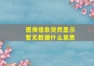 医保信息突然显示暂无数据什么意思