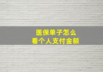 医保单子怎么看个人支付金额