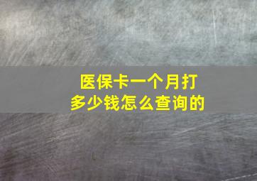 医保卡一个月打多少钱怎么查询的