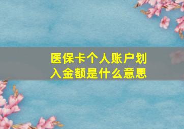 医保卡个人账户划入金额是什么意思