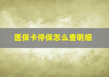 医保卡停保怎么查明细