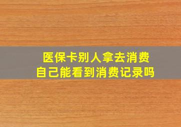 医保卡别人拿去消费自己能看到消费记录吗