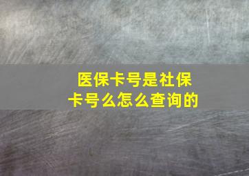 医保卡号是社保卡号么怎么查询的