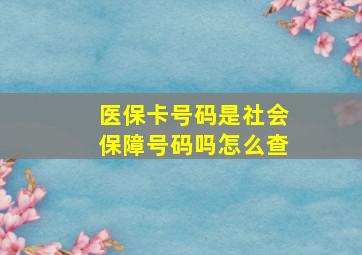 医保卡号码是社会保障号码吗怎么查