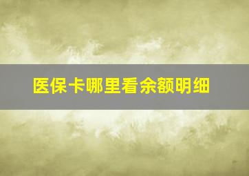 医保卡哪里看余额明细