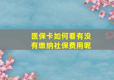 医保卡如何看有没有缴纳社保费用呢