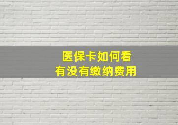 医保卡如何看有没有缴纳费用