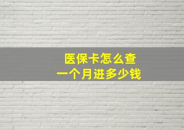 医保卡怎么查一个月进多少钱