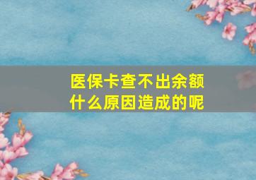 医保卡查不出余额什么原因造成的呢