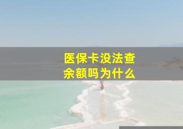 医保卡没法查余额吗为什么