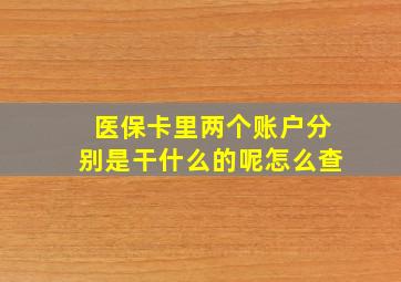 医保卡里两个账户分别是干什么的呢怎么查