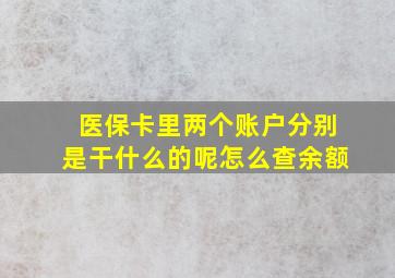 医保卡里两个账户分别是干什么的呢怎么查余额