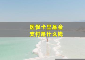 医保卡里基金支付是什么钱