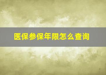 医保参保年限怎么查询