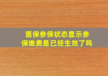 医保参保状态显示参保缴费是已经生效了吗