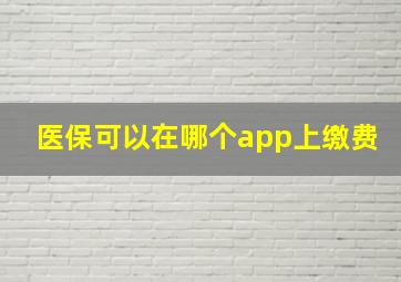 医保可以在哪个app上缴费