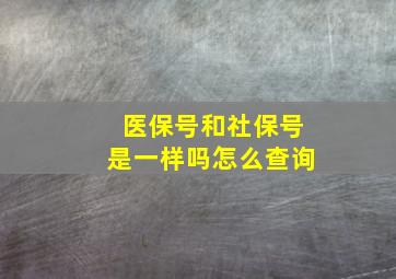 医保号和社保号是一样吗怎么查询