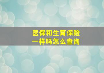 医保和生育保险一样吗怎么查询