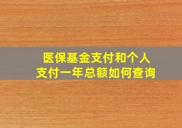 医保基金支付和个人支付一年总额如何查询